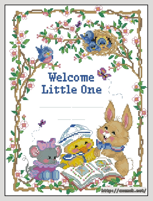 Download embroidery patterns by cross-stitch  - Welcome little one birth record, author 