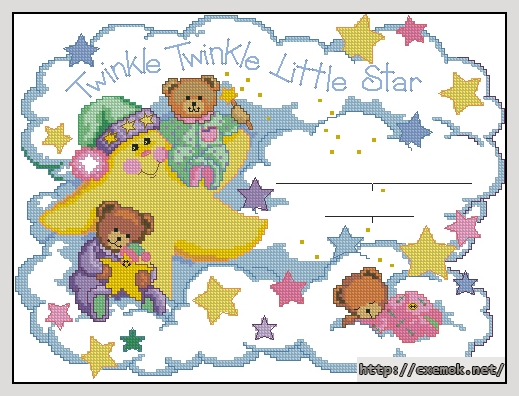 Download embroidery patterns by cross-stitch  - Twinkle twinkle birth record, author 