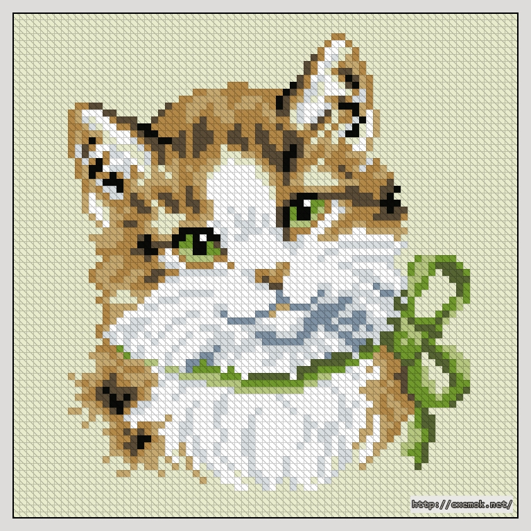 Завантажити схеми вишивки нитками / хрестом  - Green eyed cat cushion, автор 