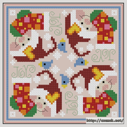 Download embroidery patterns by cross-stitch  - Christmas joy biscornu