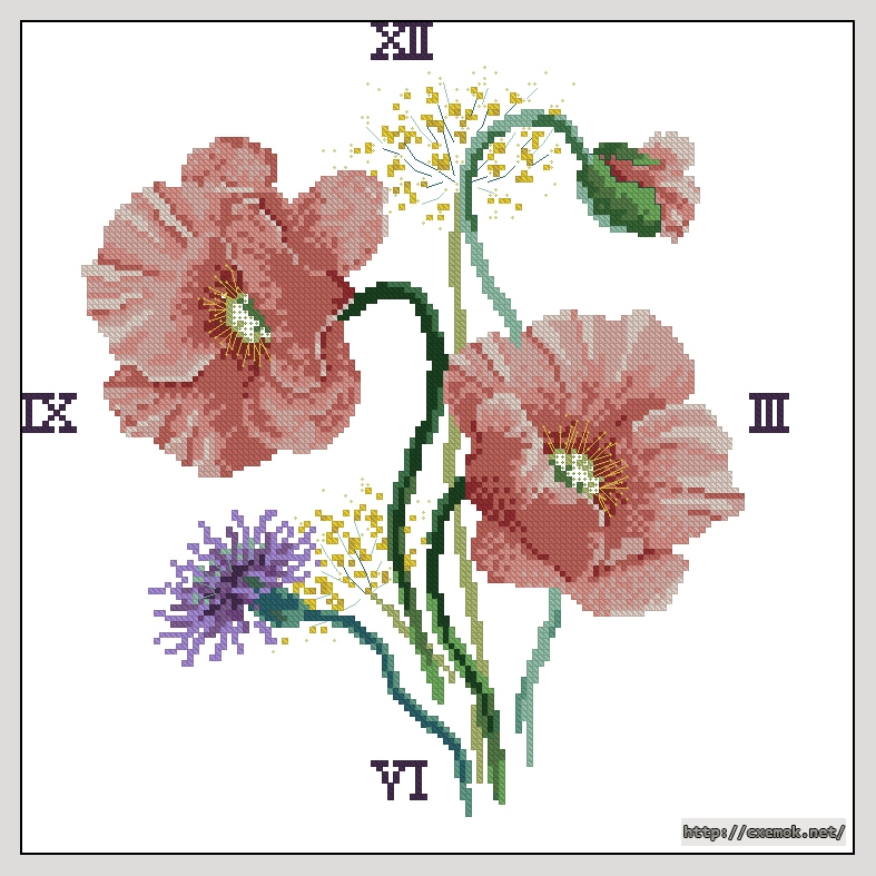 Download embroidery patterns by cross-stitch  - Маки, author 