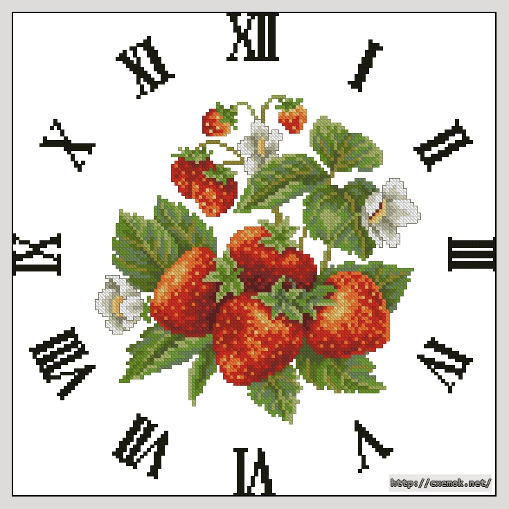 Скачать схему вышивки нитками Strawberry Clock, автор 