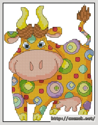 Download embroidery patterns by cross-stitch  - Коровка в горошек
