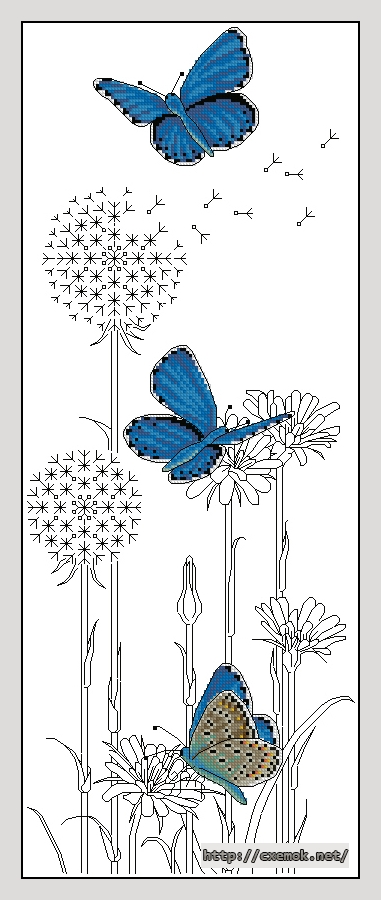 Завантажити схеми вишивки нитками / хрестом  - Adonis blue butterflies
