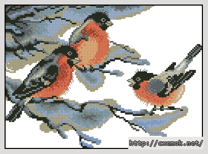 Download embroidery patterns by cross-stitch  - Снегири, author 