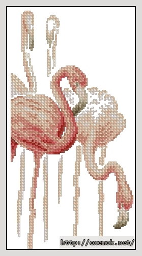 Скачать схему вышивки нитками Фламинго 1, автор 