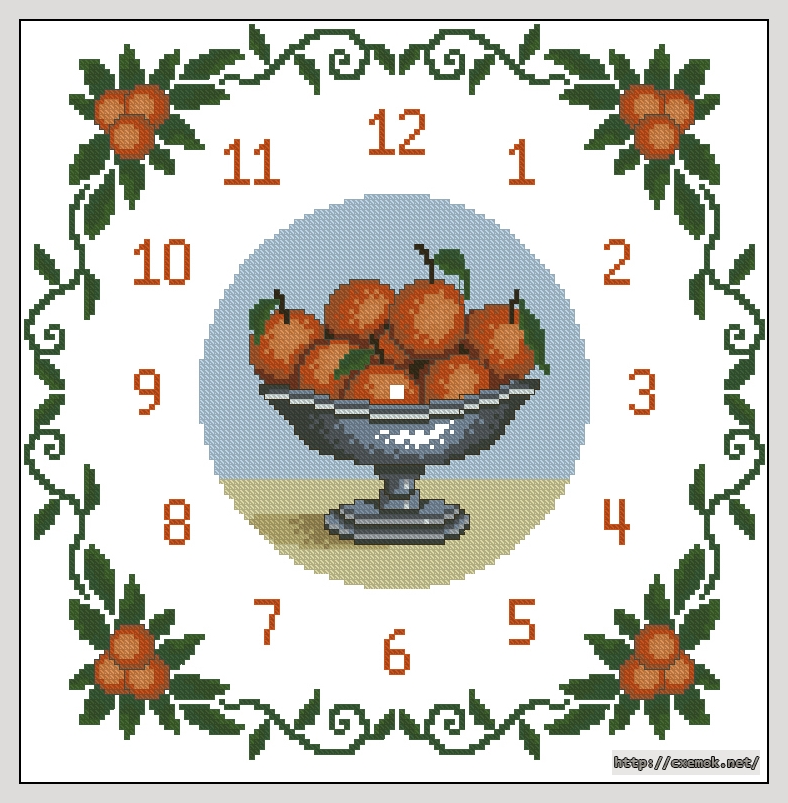 Download embroidery patterns by cross-stitch  - Reloj naranjas