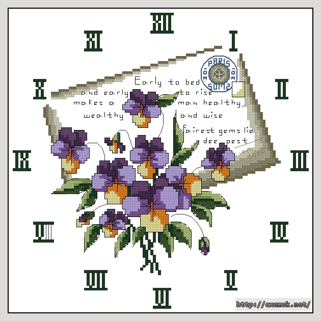 Download embroidery patterns by cross-stitch  - Reloj pensamientos