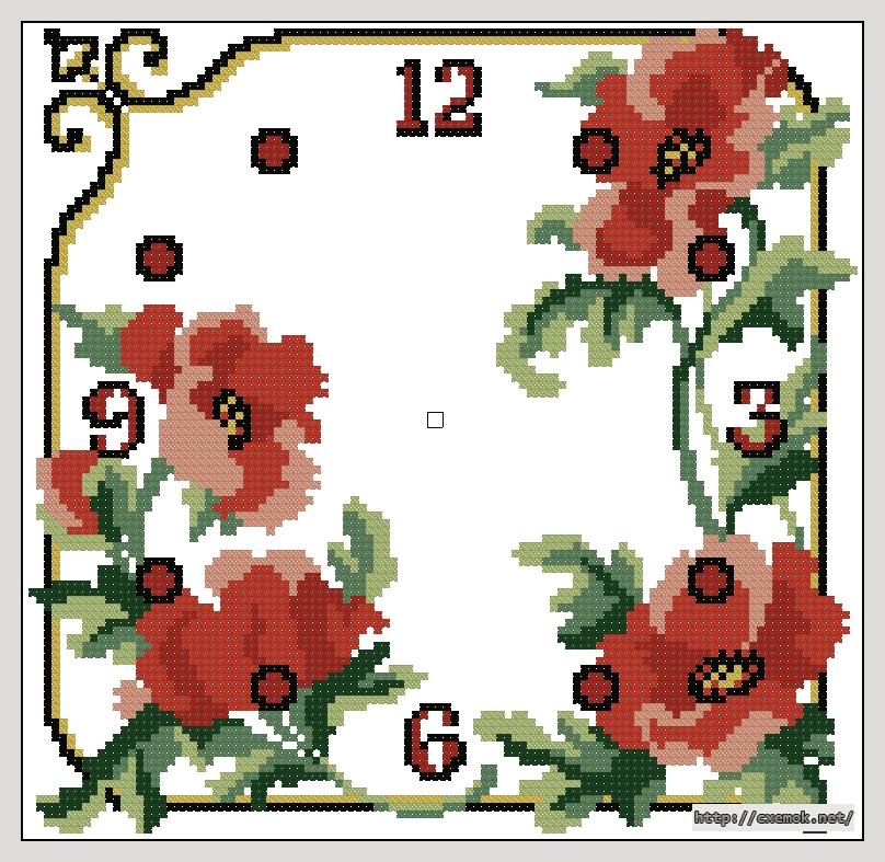 Download embroidery patterns by cross-stitch  - Poppy clock