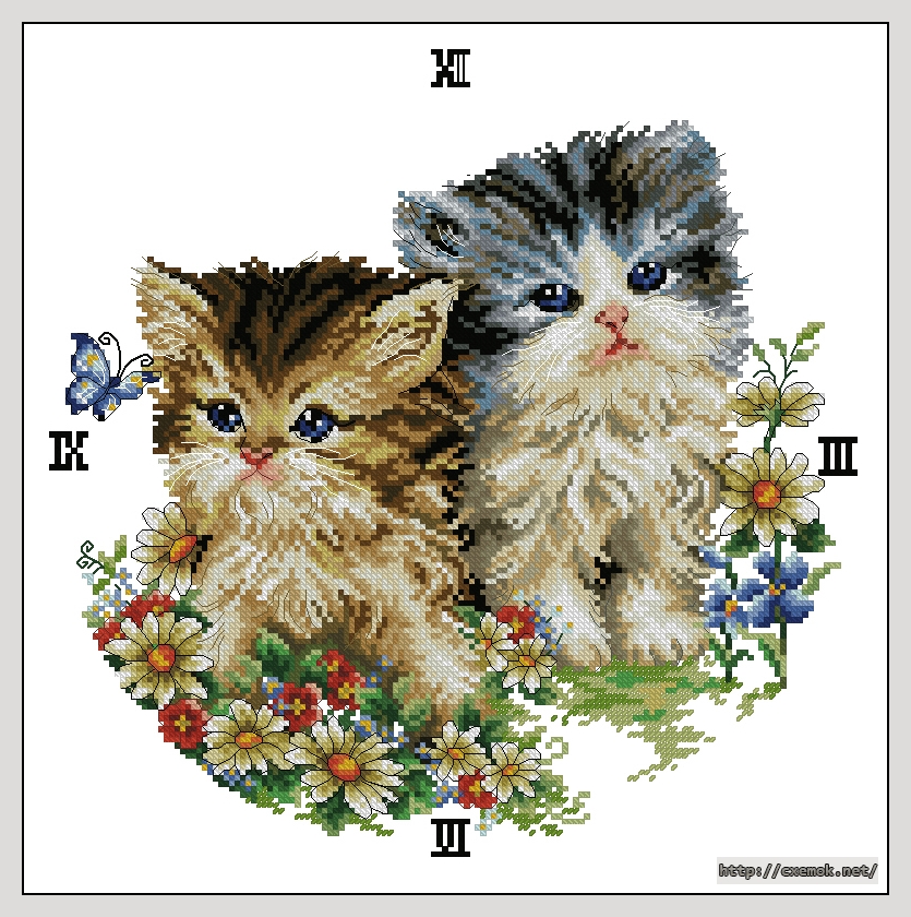 Скачать схемы вышивки нитками / крестом  - Romantic cat, автор 