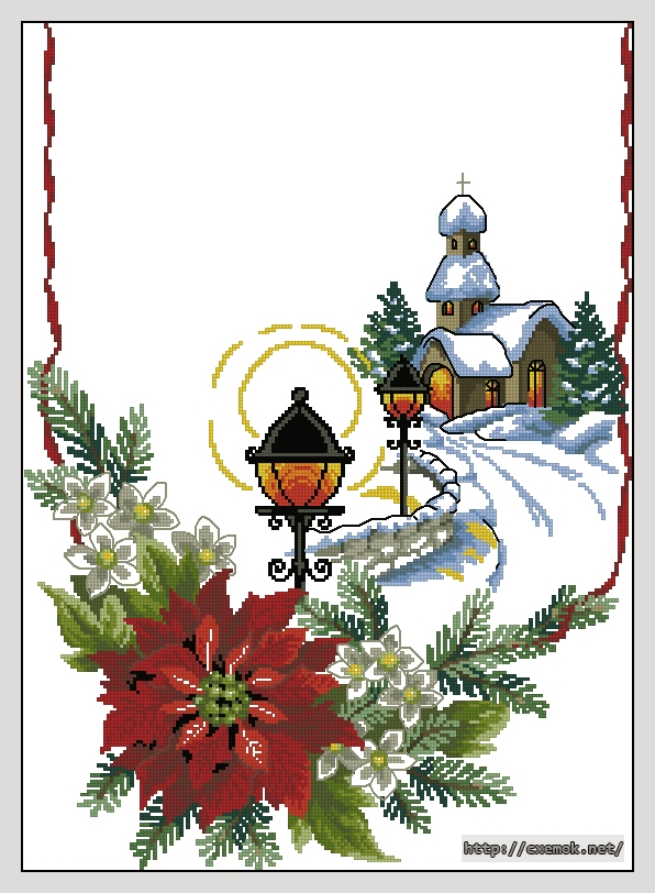 Download embroidery patterns by cross-stitch  - Poinsettia tablecover, author 