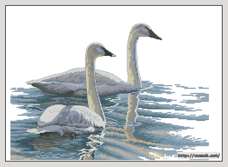 Скачать схемы вышивки нитками / крестом  - Graceful swans, автор 