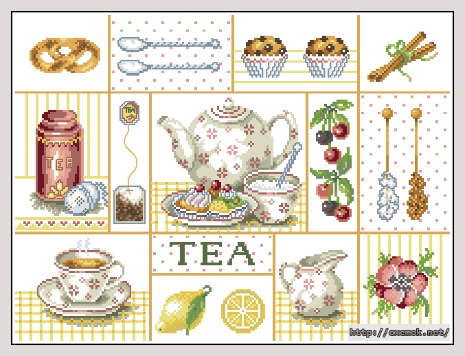 Скачать схему вышивки tea collage
