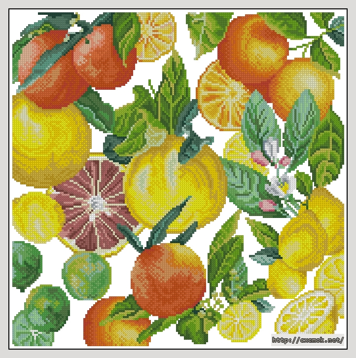 Завантажити схеми вишивки нитками / хрестом  - Lemon, limes & more pillow, автор 