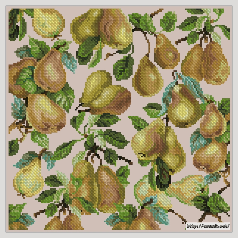 Скачать схему вышивки нитками Pears Pillow, автор 