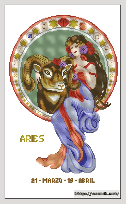 Скачать схему вышивки нитками Aries, автор 