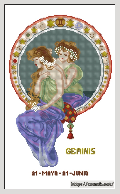 Download embroidery patterns by cross-stitch  - Geminis, author 