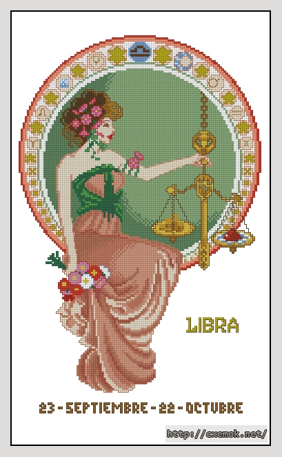Download embroidery patterns by cross-stitch  - Libra, author 