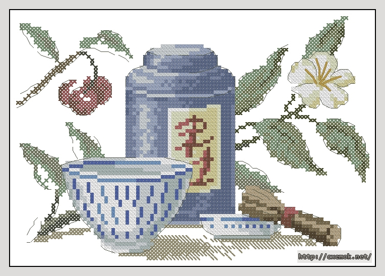 Скачать схему вышивки нитками Tea from China, автор 
