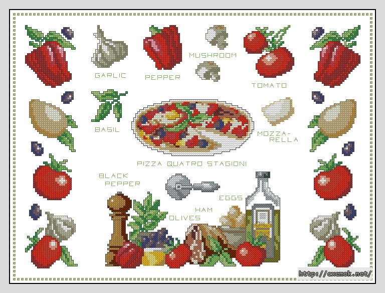 Download embroidery patterns by cross-stitch  - Pizza sampler, author 
