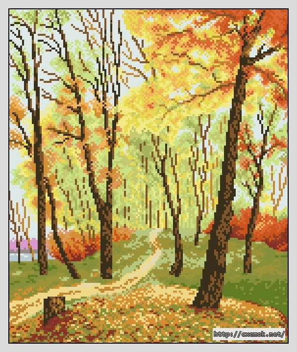 Скачать схему вышивки нитками Осенний парк, автор 