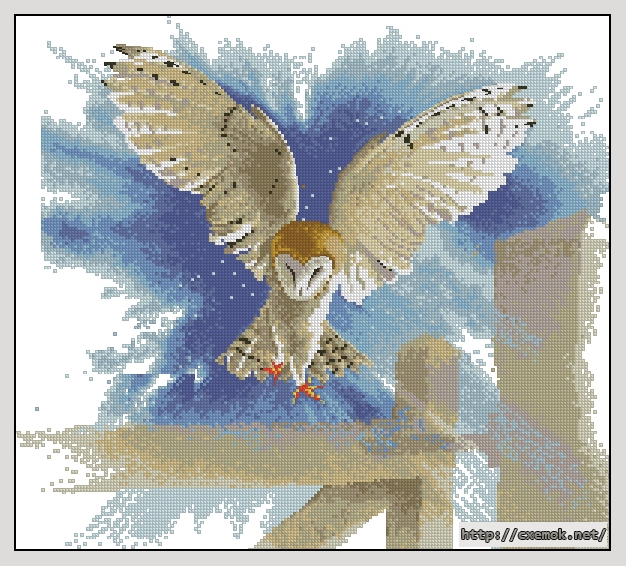 Download embroidery patterns by cross-stitch  - Owl in flight, author 