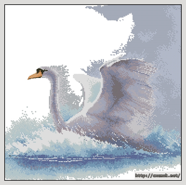 Скачать схему вышивки нитками Swan in Flight, автор 