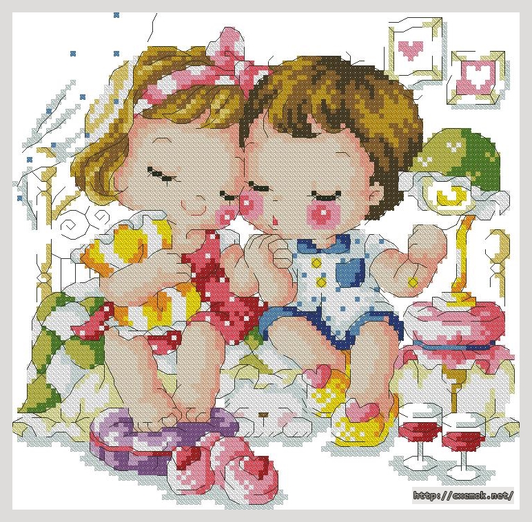 Download embroidery patterns by cross-stitch  - Romantic boy and girl, author 