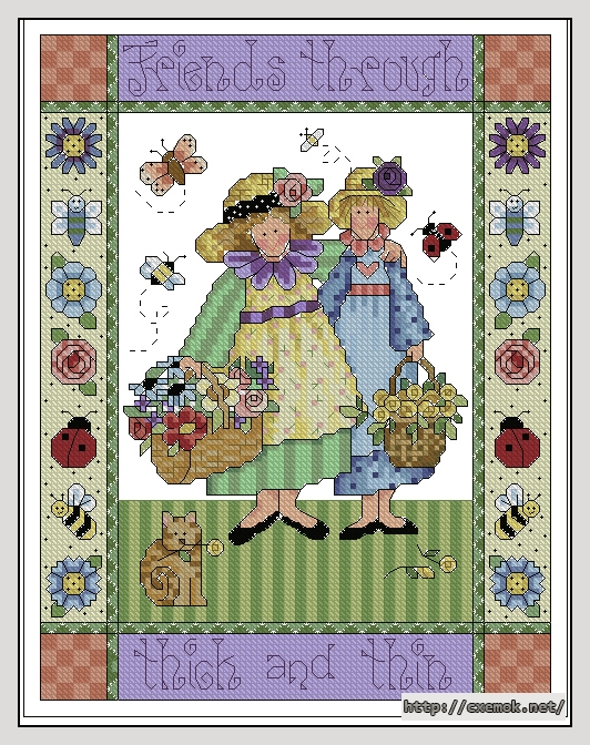 Download embroidery patterns by cross-stitch  - Frends through thick and thin, author 