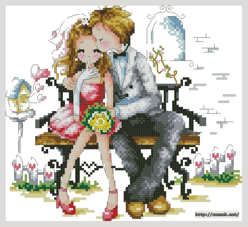 Download embroidery patterns by cross-stitch  - Newlyweds, author 