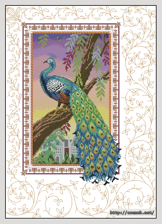 Download embroidery patterns by cross-stitch  - Renaissance peacock