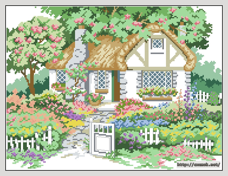 Download embroidery patterns by cross-stitch  - Country cottage, author 