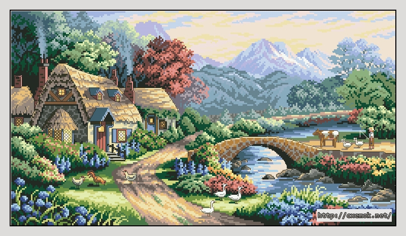 Download embroidery patterns by cross-stitch  - English valley cottage, author 