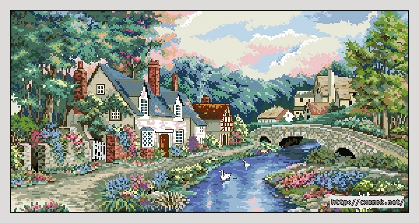 Download embroidery patterns by cross-stitch  - Valley of the river beck, author 