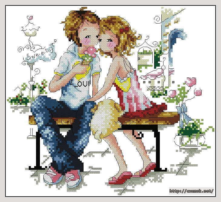 Download embroidery patterns by cross-stitch  - Lovers, author 
