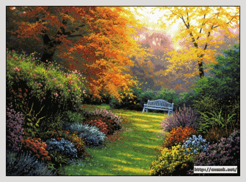 Download embroidery patterns by cross-stitch  - Autumn garden