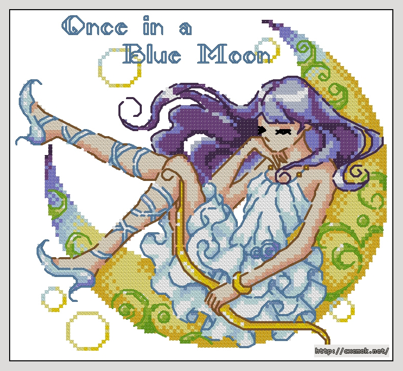 Download embroidery patterns by cross-stitch  - Once in a blue moon, author 