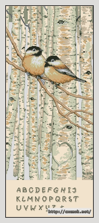 Скачать схему вышивки нитками Love Birds, автор 