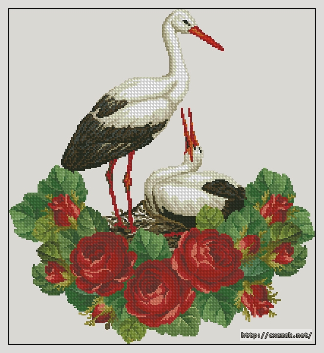 Download embroidery patterns by cross-stitch  - Аисты
