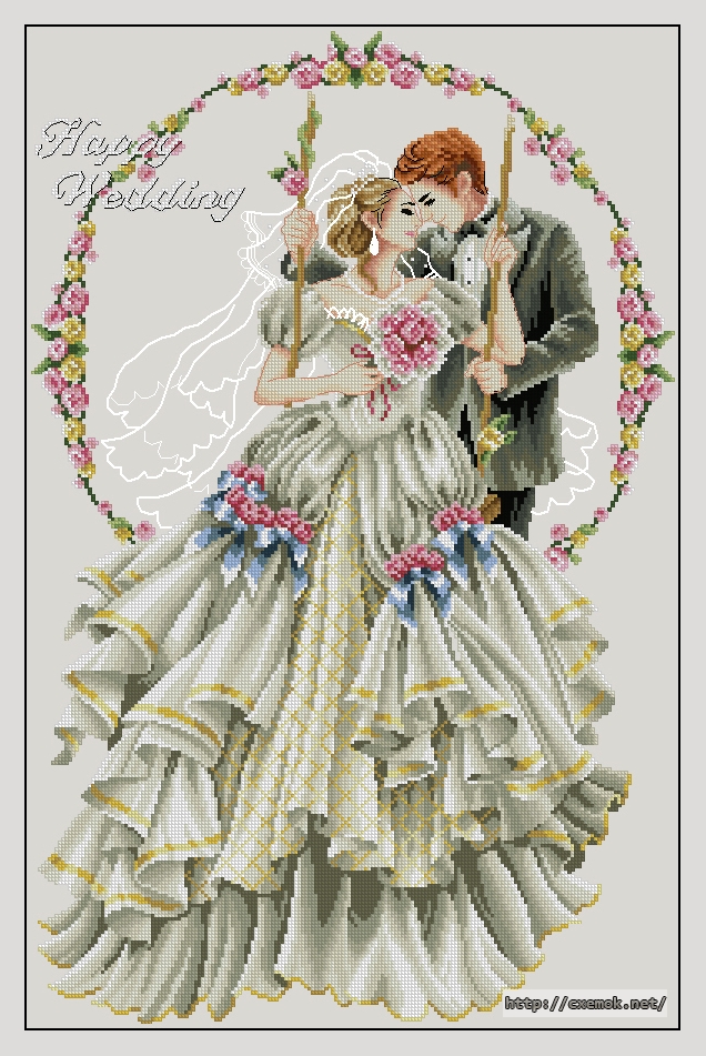 Download embroidery patterns by cross-stitch  - Happy wedding, author 
