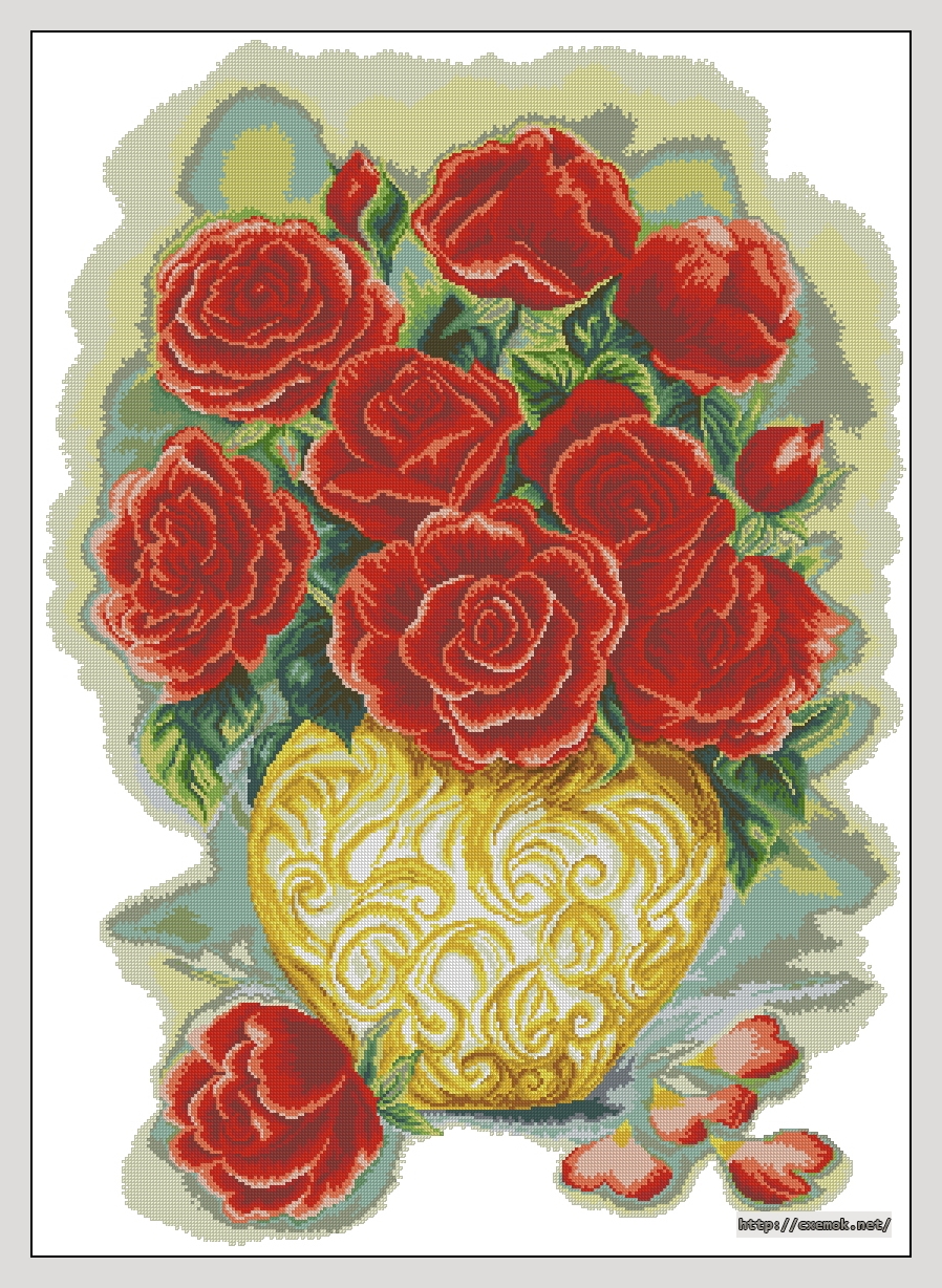 Download embroidery patterns by cross-stitch  - Say it with roses, author 