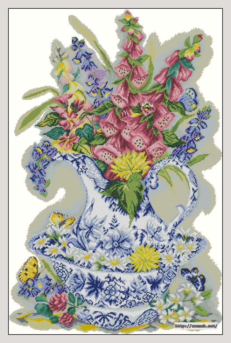Скачать схему вышивки нитками Floral Splendour, автор 