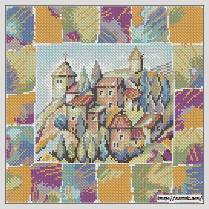 Download embroidery patterns by cross-stitch  - French village, author 
