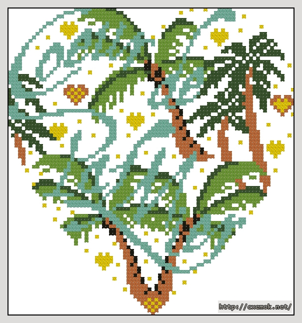 Download embroidery patterns by cross-stitch  - Coeur de palmier, author 