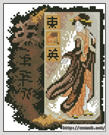 Download embroidery patterns by cross-stitch  - Geisha, author 