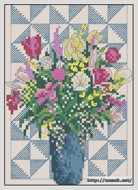 Download embroidery patterns by cross-stitch  - Floral patchwork, author 