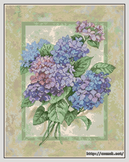 Download embroidery patterns by cross-stitch  - Elegant hydrangeas, author 