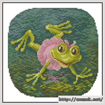 Скачать схему вышивки нитками Frog, автор 