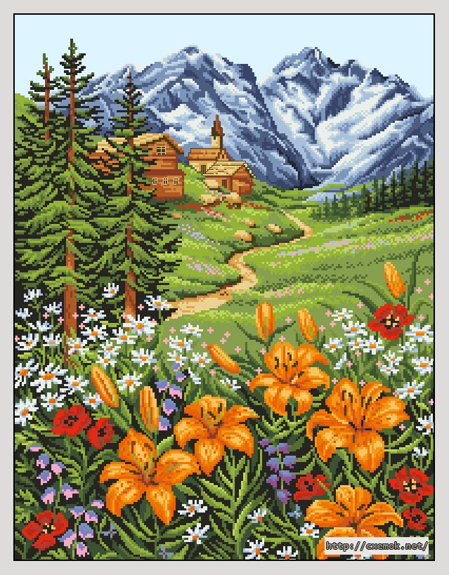 Download embroidery patterns by cross-stitch  - Mountain lilies, author 