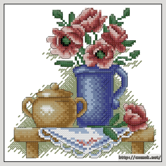 Download embroidery patterns by cross-stitch  - Цветы в кувшине, author 